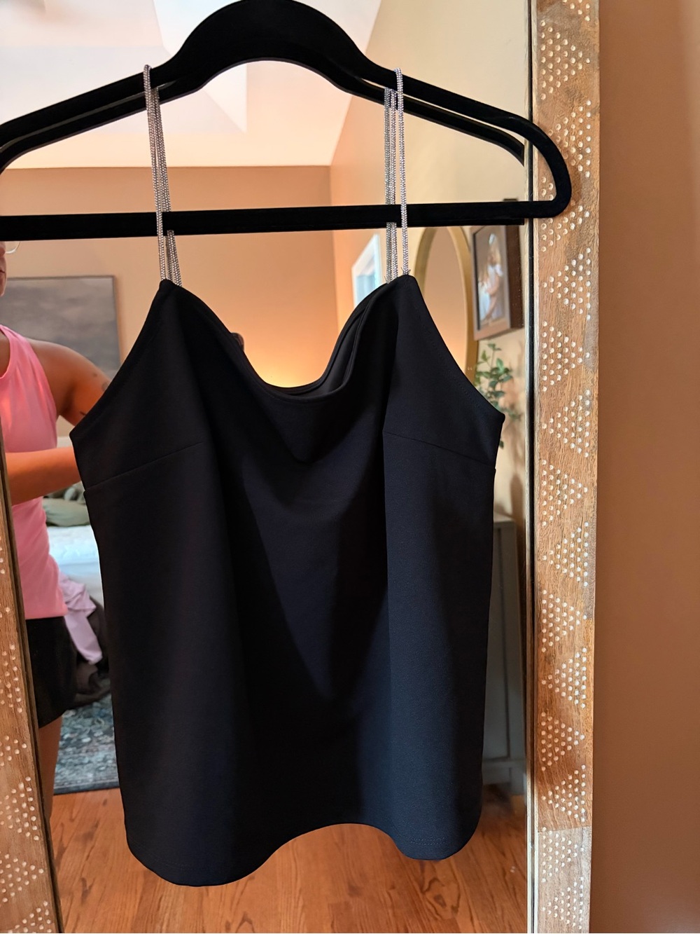 H&M Black Cami Tank with Rhinestone Straps